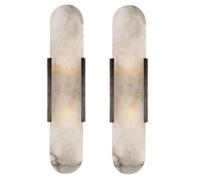 XHEILZOP Ensemble De 2 Applique Murale En Albâtre Naturel Et Marbre, Lampe Murale Moderne For Chambre, Salon Ou Couloir, Luminaire De Salle De Bain(Black(2pcs),S)