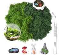 XHTXHT 200g Mousse Artificielle pour Décoration,Fausse Mousse | Avec pincette et petits accessoires,Réutilisable Mousse Stabilisée pour DIY,Florale,Mariage,Paysage,Décoration de Jardin,Noël