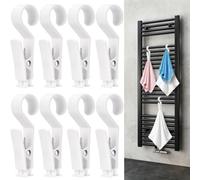 XHTXHT Lot de 8 crochets pour radiateur de serviette, crochets de chauffage | Crochet en S en plastique à suspendre, pour radiateur de salle de bain, porte-serviettes, radiateurs standard et ronds