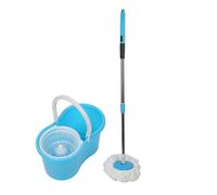 XIA-BALAI SERPILLIÈRE / BALAI MICROFIBRE BLEU - MÉNAGE VOTRE DOS GRÂCE À SON MANCHE EXTRA-LONG - SET AVEC 2 TÊTES DE NETTOYAGE EN MI