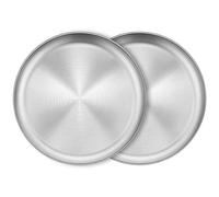 XIACIBDUS Lot de 2 assiettes plates rondes en acier inoxydable pour camping, barbecue et pâtisserie, plats de service sains non toxiques et passent au lave-vaisselle (30 cm)