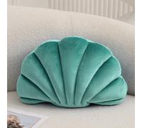 Xiaijia Coussin décoratif 3D en Forme de Coquillage - Coussin de Plage en Velours Doux - Décoration de l'océan - pour canapé, lit (Bleu Sarcelle, 35,6 x 28 cm)