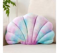Xiaijia Coussin décoratif 3D en forme de coquillage - Coussin de plage en velours doux - Décoration de mer, océan - Pour canapé, lit (violet, 45,7 x 33 cm)