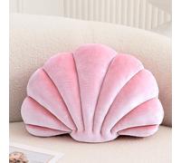 XIAIJIA Coussin décoratif en Forme de Coquillage 3D - Insert 3D - Oreiller de Plage en Velours Doux - Décoration de mer, océan - pour canapé, lit (Rose, 35,6 x 28 cm)