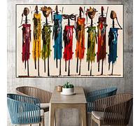 XIANGPEIFBH Art Nordique Peinture Afrique Personnages Africains Toile Abstraite Peinture Impression Affiches et Gravures Moderne Décoration Murale À La Maison 70x90cm (28x35inch) Sans Cadre