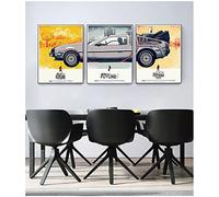 XIANGPEIFBH Classique Film Photos Décor À La Maison Garçon Enfant Cadeau Retour Vers Le Futur Voiture Affiche Art Peintures Toile Affiche Imprimer 50x70cm (20x28in) x3 Sans Cadre