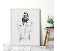 XIANGPEIFBH Femme Dessin Au Trait Toile Peinture Abstraite Femme Après Le Bain Minimalisme Affiche Mur Art Photos Salle De Bains Décor À La Maison 50x90cm (20''x35'') Sans Cadre