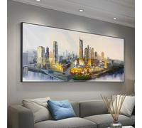 XIANGPEIFBH Grand tableau de paysage urbain de New York, art mural abstrait sur toile pour salon, 75 x 150 cm (29 x 59 pouces), sans cadre