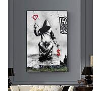 XIANGPEIFBH Love Over Money Graffiti Street Art Impression sur toile Affiches et impressions Photos d'art mural pour la décoration de salon 50x90cm (20''x35'') Cadre intérieur