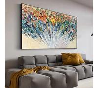XIANGPEIFBH Peinture abstraite sur toile, grande fleur texturée et colorée, bouquet créatif, décoration murale, 75 x 150 cm (29 x 59 pouces), sans cadre