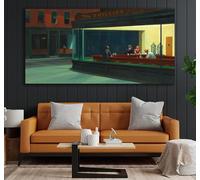 XIANGPEIFBH Toile Nighthawks, Décoration murale géante sur toile, Œuvre d'Edward Hopper, Tableau Nighthawks, Edward Hopper, Nighthawks 40x80cm(16x32inch) sans cadre