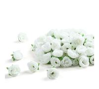 XIANNVXI 100 PièCes 3cm TêTe de Rose Artificielle Blanc en Soie Petite | Artificielle fausse fleur Rouge Pour Diy FêTe Festival Saint Valentin DéCoration,Gateau,Couronne,Bouquet De Mariage Decor