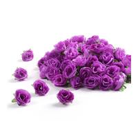 XIANNVXI 100 PièCes 3cm TêTe de Rose Artificielle Violet en Soie Petite | Artificielle fausse fleur Rouge Pour Diy FêTe Festival Saint Valentin DéCoration,Gateau,Couronne,Bouquet De Mariage Decor