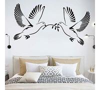 XIAOHUKK Colombe Sticker Mural Colombe de la Paix Décalque de Vinyle Couple Oiseau Chambre Décoration Romantique Intérieur Autocollant Créatif Tête de Lit Décoration, Le Noir, 31x57cm