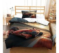 XiaopangXY Fermeture À Glissière Ferrariii Thèmes Parure De Lit Microfibre Douce Formula Racing Literie, Anti - Allergique Housse De Couette Lavable Linge De Lit Single（135x200cm）