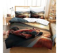 XiaopangXY Ferrariii Thème Housse De Couette, Personnalité Formula Racing Linge De Lit avec Taies d'oreiller Literie Finesse Parure De Lit Hypoallergénique BDE Cover Double（200x200cm）
