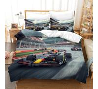 XiaopangXY Microfibre Formule 1 BullRacing Linge De Lit Fermeture À Glissière Literie, Confortable Hygroscopique Formula Racing Parure De Lit Différentes Tailles Housse De Couette King（220x240cm）
