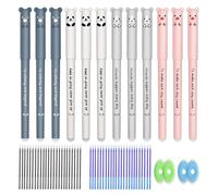 XIAQICA 12pcs Stylos Animaux Effaçables 0,35mm Stylo Gel Effacable Kawai Stylo Gomme avec 48 Recharges Stylos Effaçables + 4 Gommes pour Bureau Maison Ecole Etudiants Papeterie