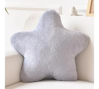 Xiashrk Coussin décoratif en forme d'étoile pour lit, canapé, 38,1 cm, coussin de sol en peluche avec fausse fourrure de lapin pour canapé, chambre à coucher, salon (gris clair, 38,1 x 38,1 cm)