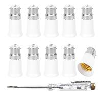 Xiatiaosann 10 Pcs B22 vers E27 Adaptateur Convertisseur de Douille de Lampe Ampoule Convertisseur de Base Universel Baïonnette à Vis Support de Convertisseur avec Stylo Testeur Électrique