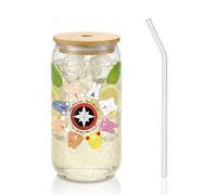 XIAZHDZ Stray Merch SKZ Merch Fan Cup pour STAYs - Verre K-Pop avec couvercle en bambou et paille en verre - 500 ml - Design Stray Design pour café, thé glacé et thé à bulles