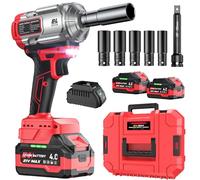 XIAZIR hocs sans fil 1200 Nm, 21V 4.0Ah×2 batteries + chargeur rapide, 3 vitesses + LED, avec 5 douilles + rallonge + mallette, pour auto, chantier et bricolage