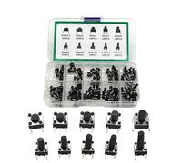 Xiciki 100Pcs Interrupteur à Bouton Poussoir Tactile, 4 Broches Kit Assortiment D'Interrupteurs Tact Switch, Pieds Longs Tactile Bouton-Poussoir pour Audio