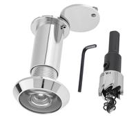 Xiciki Judas de Porte 200 Degrés, Judas Grand Angle avec Foret 16 mm, Oeilleton Connecté pour Porte Blindée, Compatible Épaisseur 35-60 mm, Finition Argent Brillant