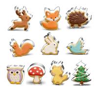 Xiciki Lot de 10 Emporte-pièces Animaux de la Forêt, Écureuil, Lapin, Renard, Chouette, Idéal pour Pour biscuits, gâteaux et décoration - Idéal pour Anniversaire et Fête