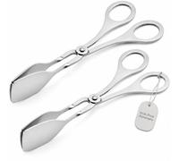 Xiciki Pince Alimentaire, Pince Cuisine Inox en Acier Inoxydable - Lot de 2 Pinces de Service avec Poignées en Ciseaux pour Buffet, Salade, Pain, Gâteau