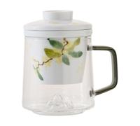XIEHEMAO Tasse de séparation de thé en verre avec filtre infuseur amovible et couvercle assorti, avec poignée ergonomique, coffret cadeau complet for infusion de thé en feuilles