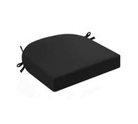XIEMINLE Coussin de chaise d'extérieur imperméable avec attaches - Coussin de siège en forme de U lavable - Pour jardin, terrasse, balcon, cuisine - 48 x 48 x 8 cm, noir
