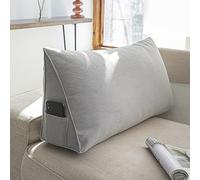 XIEMINLE Coussin de dossier de lecture, coussin de soutien pour lit, tête de lit, canapé, oreillers lombaires triangulaires pour la lecture et les jeux, 80 x 20 x 35 cm, gris