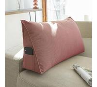 XIEMINLE Coussin de dossier de lecture, coussin de soutien pour lit, tête de lit, canapé, oreillers lombaires triangulaires pour lecture et jeu, 60 x 20 x 35 cm, rose