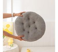 XIEMINLE Coussin de siège court en peluche, Coussin rond, Doux et confortable pour salle à manger, bureau, chaises de jardin, chaise d’intérieur-extérieur, 40 x 40 cm, Gris