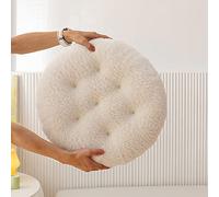 XIEMINLE Coussin de siège court en peluche, coussin rond, doux et confortable pour salle à manger, bureau, chaises de jardin, chaise d'intérieur et d'extérieur 50 x 50 cm, blanc