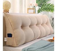 XIEMINLE Coussin lombaire triangulaire pour tête de lit en baie vitrée, tatami, canapé, chambre à coucher, appui-tête de lit, coussin de dossier, coussin lombaire pour lecture, 80 x 50 x 20 cm, beige