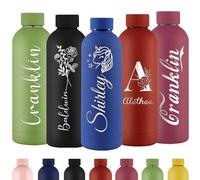 Xihedfd Gourde Personnalisée Bouteille d'Eau Gravée Avec Nom Bouteille d'Eau Isolée En Acier Inoxydable 500ml Pour l'École Le Bureau Et Le Sport