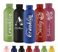 Xihedfd Gourde Personnalisée Bouteille d'Eau Gravée Avec Nom Bouteille d'Eau Isolée En Acier Inoxydable 500ml Pour l'École Le Bureau Et Le Sport