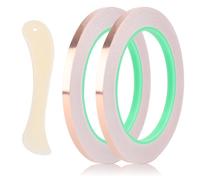 XIHIRCD 2 Rouleaux de Ruban de Feuille de Cuivre, Ruban Conducteur Double Face de 0,5 cm de Large avec Grattoir pour les Circuits de Papier de Réparation Électrique de Vitraux et l'Artisanat