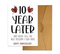 XIHIRCD Carte Anniversaire 10 Ans, Carte Joyeux Anniversaire 10 Ans avec Enveloppe Jolie Carte de 10e Anniversaire Carte de Voux de Mariage Amusante Cadeaux Romantiques pour Couple Épouse Mari