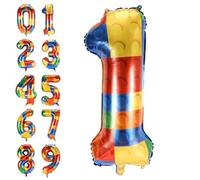 XIHIRCD Numéro de Ballon de Bloc de Construction, 81cm Grand en Mylar en Feuille d'Hélium pour Les Fêtes à Thème des, Décorations de Fête d'Anniversaire (1)