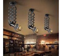 XIHOME Noir Cool Industriel Vintage Style 220V Semi Encastré Unique Rétro Bras Extensibles Plafonnier/Spot avec 4 Feuilles à Angle de Faisceau Réglable (E27 LED Spot Ampoule Non Inclus)