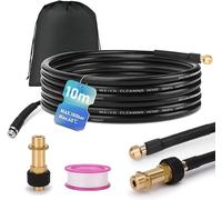 XIIW Tuyau Déboucheur Canalisation 10m 180bar Compatible avec Kärcher K2-K7 | Tuyau avec Adaptateur M22, Buse 4 Jets, Tuyaux pour Nettoyeur Haute Pression, Kit Furet Professionnel Deboucheur Canalisation