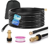 XIIW Tuyau Déboucheur Canalisation 15m 180bar Compatible avec Kärcher K2-K7 | Tuyau avec Adaptateur M22, Buse 4 Jets, Tuyaux pour Nettoyeur Haute Pression, Kit Furet Professionnel Deboucheur Canalisation