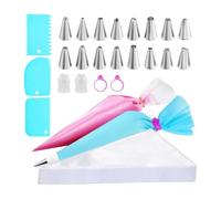 Xiixuuj Lot de poches à douille et embouts | Douilles de décoration de gâteaux | Poche à douille anti-éclatement avec 3 grattoirs, 2 coupleurs et 2 attaches | Pour débutants en pâtisserie