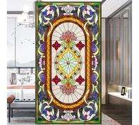 Xijier Film autocollant statique sans colle pour fenêtre, style d’église européenne, effet vitrail, autocollants décoratifs pour fenêtre 50x140cm (19,7"x55,1")