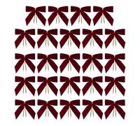 Xijobido Nœuds en Velours pour Sapin de Noël,24 Pièces Décoration Saisonnière Rouge Vintage,Nœuds pour Couronnes et Guirlandes avec Lien Torsadé - pour Sac À Bonbons, Loisirs, Fête, Mariage, Maison,