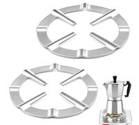 XileStore 2 Pièces Support de Poêle Moka en Acier Inoxydable Argent 13 cm, Réducteur d'Anneau de Gaz pour Cuisinière, Adaptateur pour Cafetière Expresso et Moka