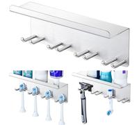 XILIMEN Porte-brosse à dents mural en acier inoxydable, Organisateur de tête de brosse à dents électrique sans foret